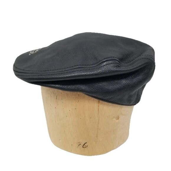 Harley-Davidson Black Debossed Willie G Skull Leather Cap Sz Small Bedazzled - Picture 4 of 11